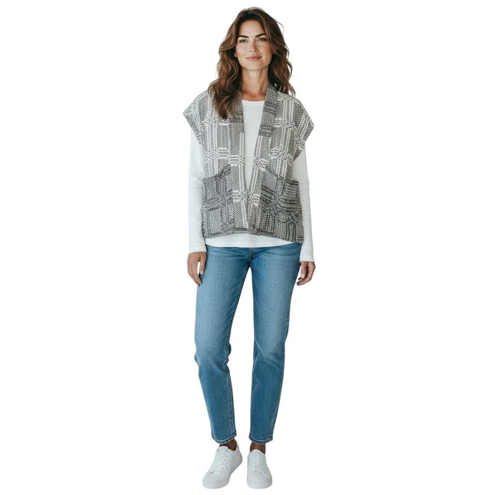 Anthropologie Ace & Jig Freda Open Front Black And White Jacket Medium